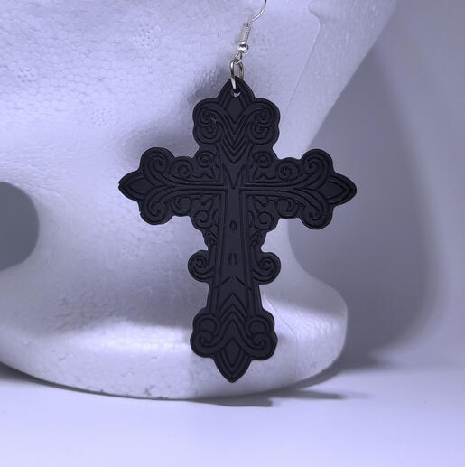 Black Cross Earring